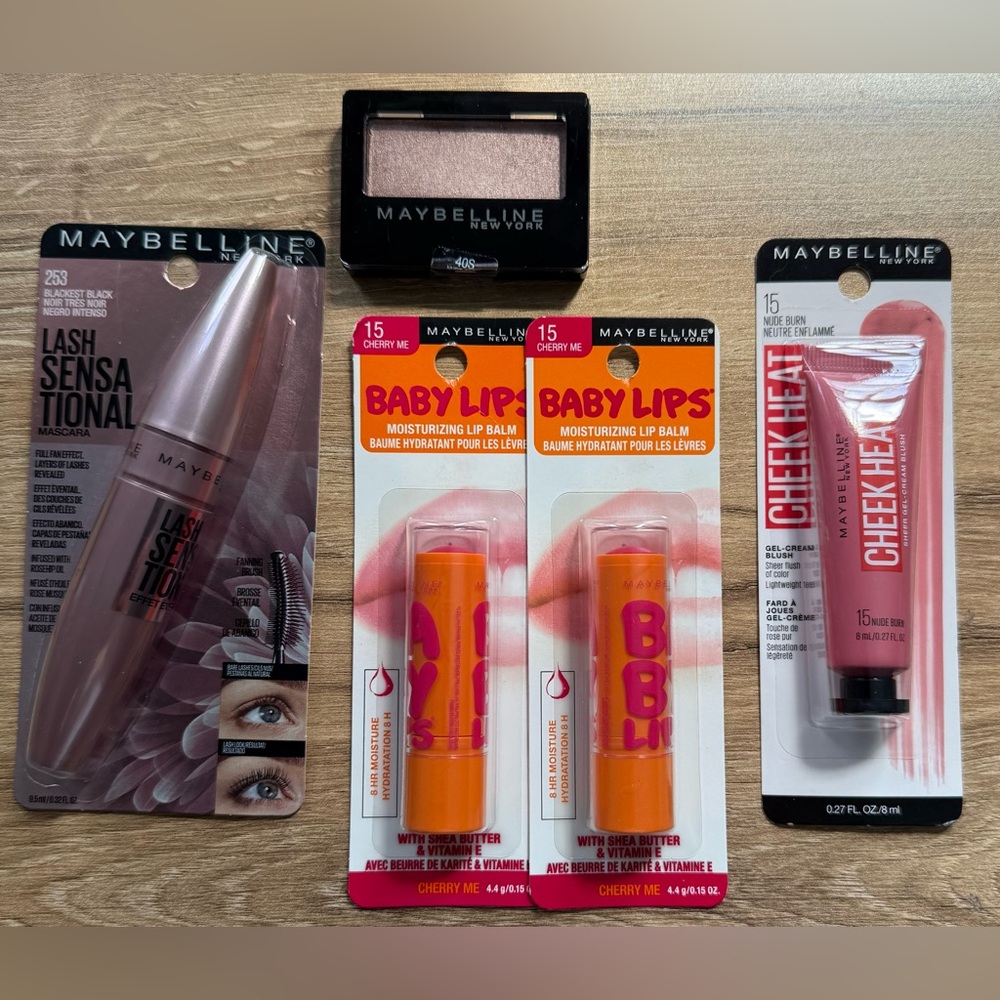 MAYBELLINE Makeup Lot BABY LIPS CHERRY ME Cheek Heat Lash Sensational Eyeshadow